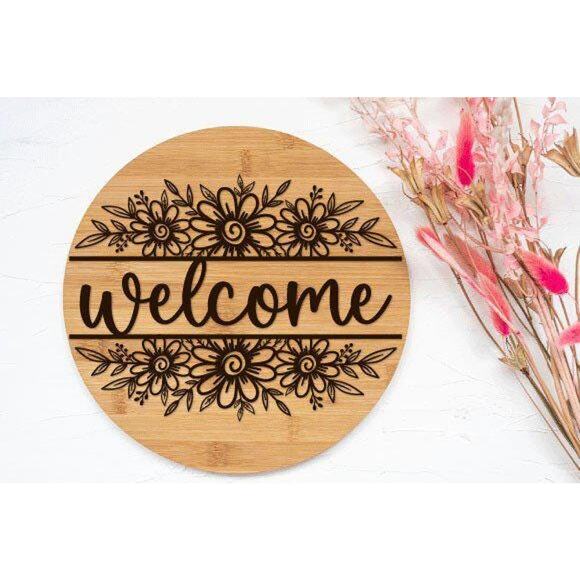 Welcome or Home Sweet Home Laser Cut Custom Wood Signs Gift - Picture 2 of 7